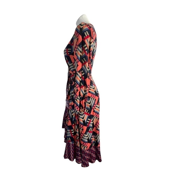 Anthropologie Porridge Graphic Mix Print Wrap Dress - Picture 2 of 10